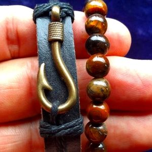 New Tiger Eye Stones and Leather Bracelets
